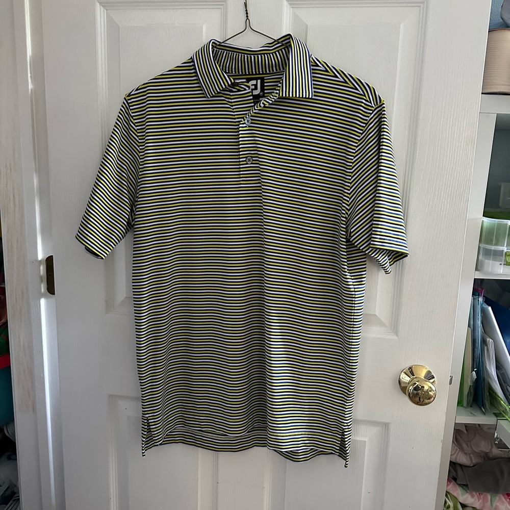Foot Joy Men’s Green & Blue Performance Golf Polo Shirt Medium